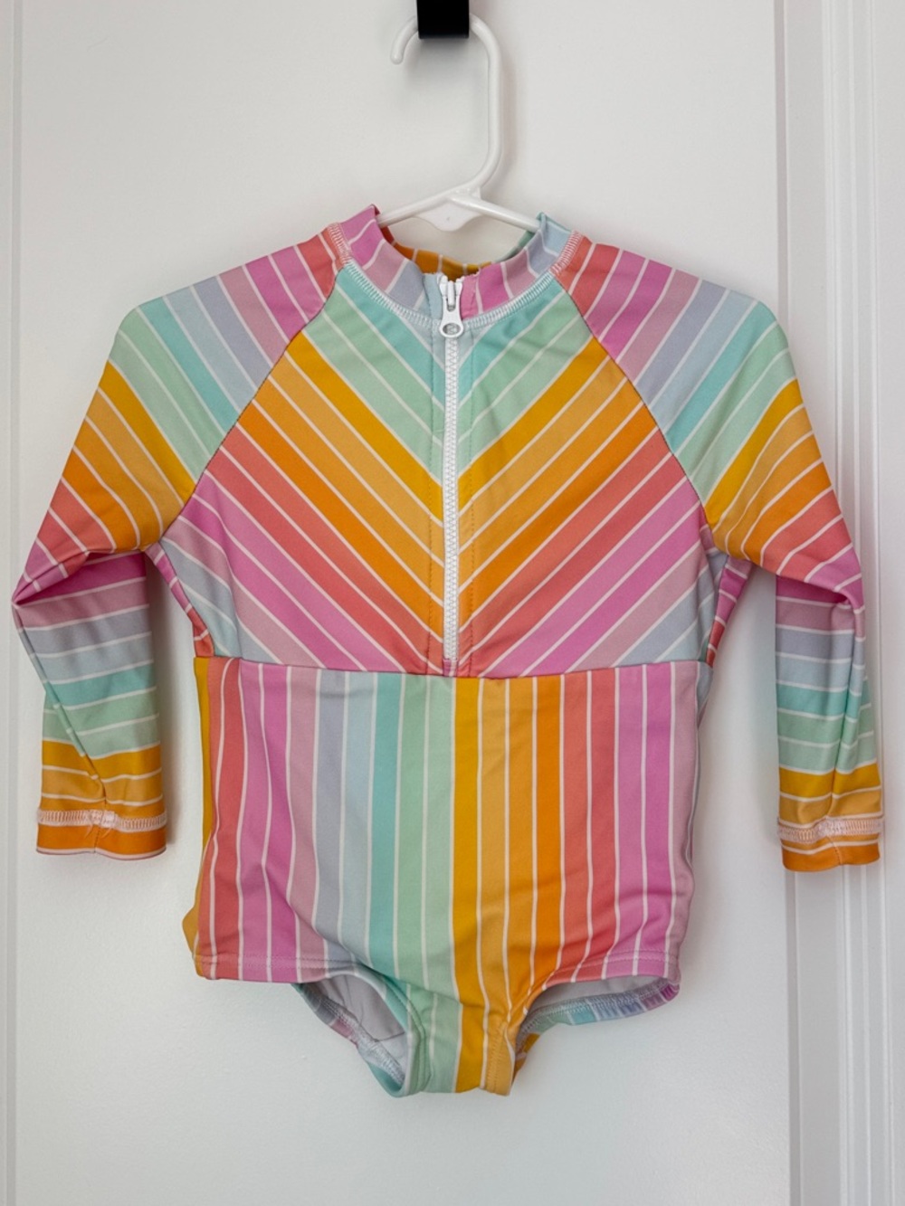 Hanna Andersson Toddler Girl 2T Rash Guard Swimsuit in Rainbow Stripe
